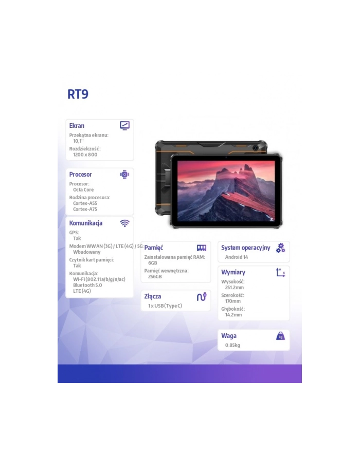 oukitel Tablet RT9 10,1 '' 6/256GB pomarańczowy główny