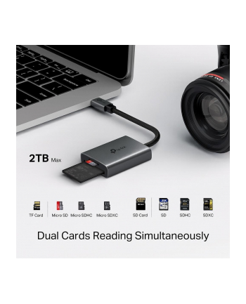 tp-link Adapter   USB Type-C to SD ' microSD 4.0                 SPEC: 1 × USB-C Connector,1 × SD + 1 × microSD(support UHS-II 312MBps) Port   FEATURE