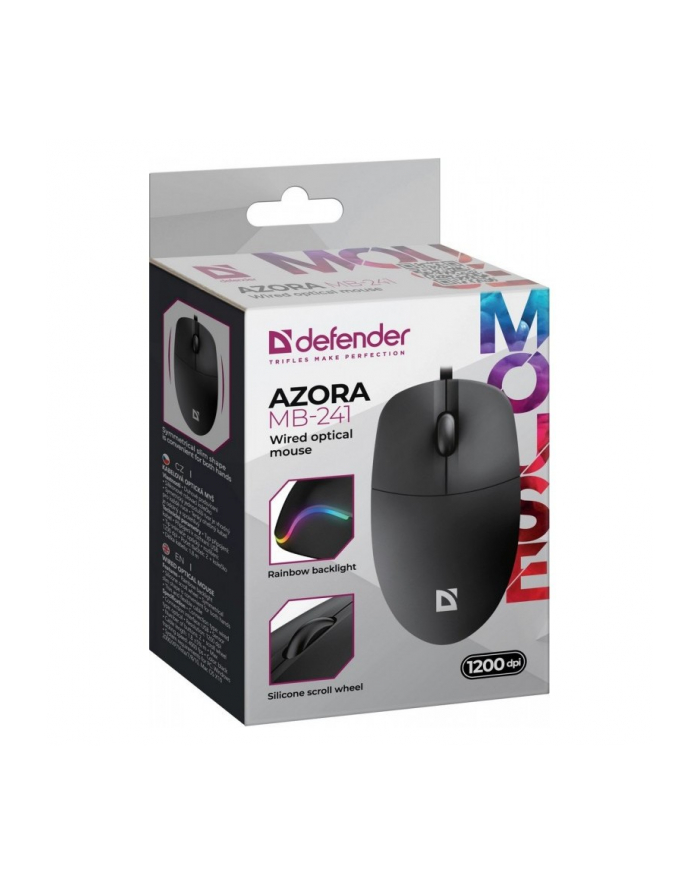 defender Mysz przewodowa AZORA MB-241 1200 DPI czarna podświetlana główny