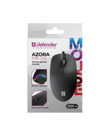 defender Mysz przewodowa AZORA MB-241 1200 DPI czarna podświetlana
