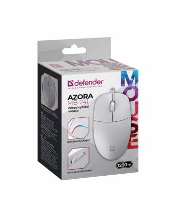 defender Mysz przewodowa AZORA MB-241 1200 DPI biała podświetlenie