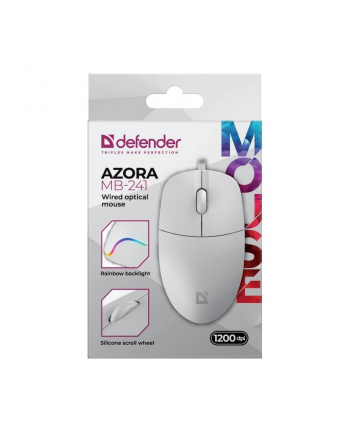 defender Mysz przewodowa AZORA MB-241 1200 DPI biała podświetlenie