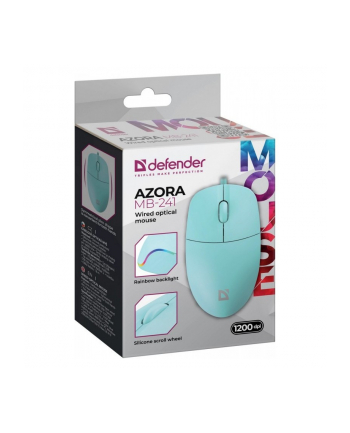 defender Mysz przewodowa AZORA MB-241 1200 DPI miętowa podświetlenie