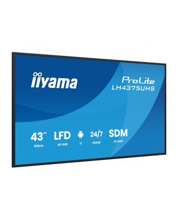iiyama Monitor 43 cale LH4375UHS-B2AG,24/7,IPS,ANDROID.11,4K, WiFi,          iiSignage2, FailOver, EShare, 24/7, full daisy chain nr 2