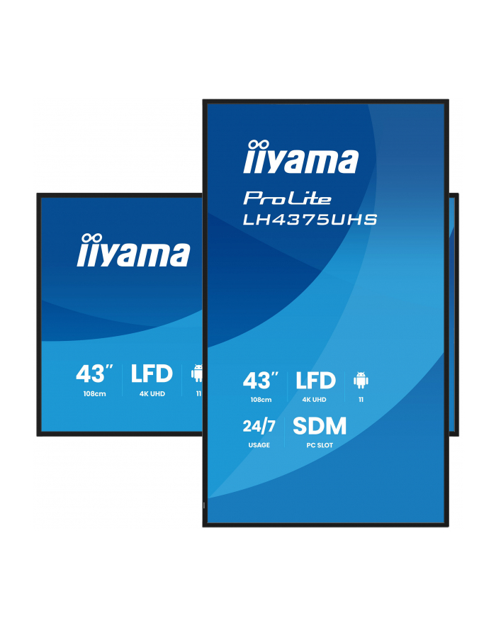 iiyama Monitor 43 cale LH4375UHS-B2AG,24/7,IPS,ANDROID.11,4K, WiFi,          iiSignage2, FailOver, EShare, 24/7, full daisy chain główny
