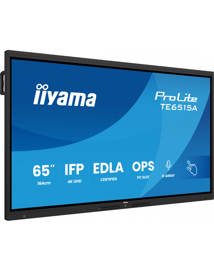 iiyama Monitor 65 '' TE6515A-B1AG IPS,4K,40pkt,550cd,DeepContrast-IR+,    HDMI x2,DP,USB-C, 2 x 20W, OPS Slot x1, 5xUSB, 2xRJ45,8-Array,EDLA, WiFi,PiP, iiW główny