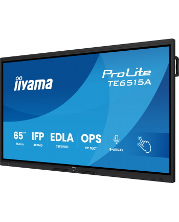iiyama Monitor 65 '' TE6515A-B1AG IPS,4K,40pkt,550cd,DeepContrast-IR+,    HDMI x2,DP,USB-C, 2 x 20W, OPS Slot x1, 5xUSB, 2xRJ45,8-Array,EDLA, WiFi,PiP, iiW