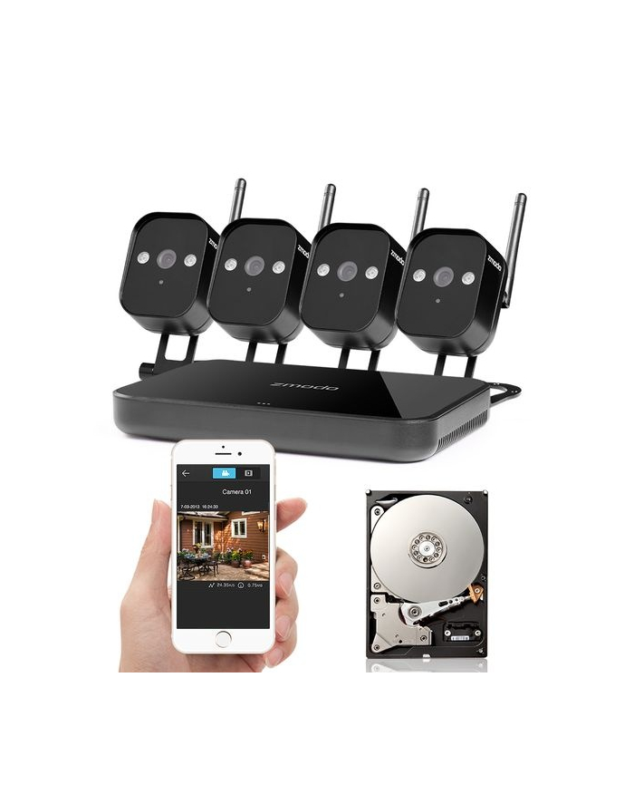 Zmodo Zestaw Do Monitoringu Wideo 720P Wifi Mini Nvr 4 Ip Cam 1Tb Hdd (0889490007467) (ZMODO0889490007467) główny