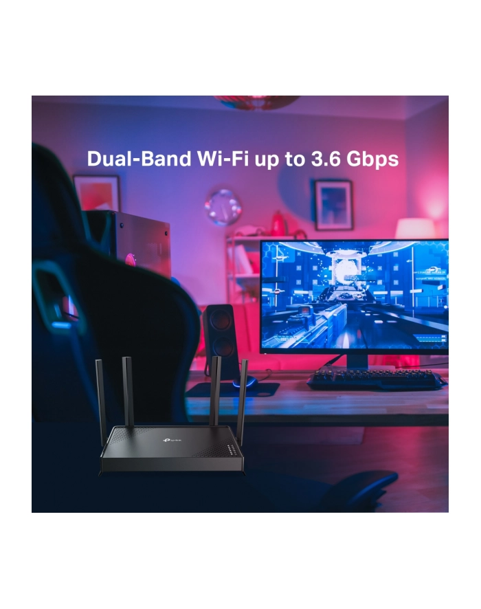 tp-link Router  BE3600 DualBand Wi-Fi 7                         SPEED: 688 Mbps at 2.4 GHz + 2882 Mbps at 5 GHz                               SPEC: 4 główny