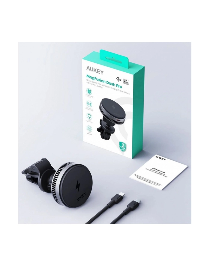 aukey HD-MC13A Qi2 15W 3A  ładowarka bezprzewodowa chłodząca samochodowa główny