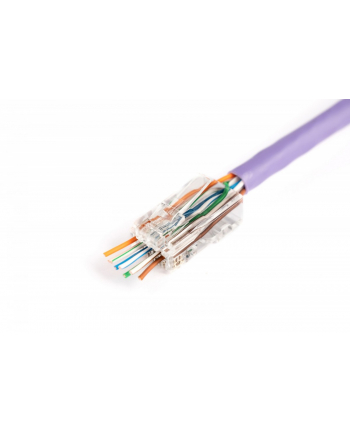 Wtyk RJ45 (8P8C) przelotowy, kat.6, nieekranowany, AWG 26-24, opakowanie 100 szt.