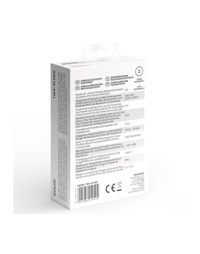 savio Słuchawki bezprzewodowe Bluetooth TWS-01 PRO główny