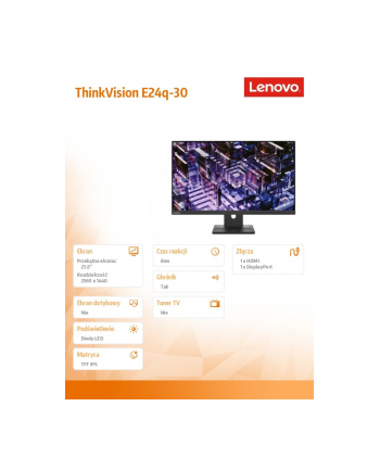lenovo Monitor ThinkVision 23.8 cala E24q-30 63ECGAT2EU