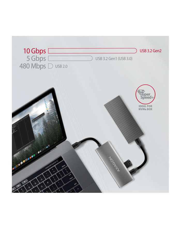 axagon HMC-5G21 Wieloportowy hub USB 5in1, 10Gbps, 2x USB-A + 2x USB-C + HDMI 4K/30Hz, PD 60W, 13cm USB-C kabel główny