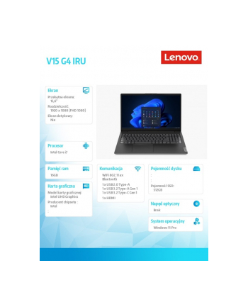 lenovo Laptop V15 G4 83A100QLPB W11Pro i7-13620H/8GB/512GB/INT/15.6 FHD/Business Black/3YR OS nr 2
