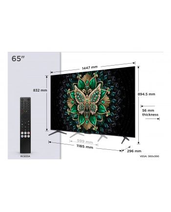 Telewizor TCL 65C6K QD-Mini-LED 65''; 4K Ultra HD 144 Hz Google TV Dolby Vision IQ Metaliczny