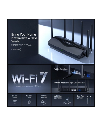 tp-link Router BE9300 Mercusys Tri-Band Wi-Fi 7  SPEED: 574 Mbps at 2.4 GHz + 2880 Mbps at 5 GHz + 5760 Mbps at 6 GHz nr 2