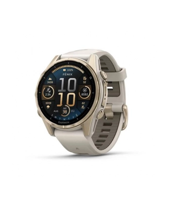 Garmin Fenix 8 43 mm AMOLED Sapphire Soft gold z piaskowo-beżowym paskiem nr 1