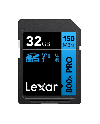 Lexar Professional 800x Pro 32GB SDHC UHS-I cards,  up to 150MB/s read, C10 V10 U1