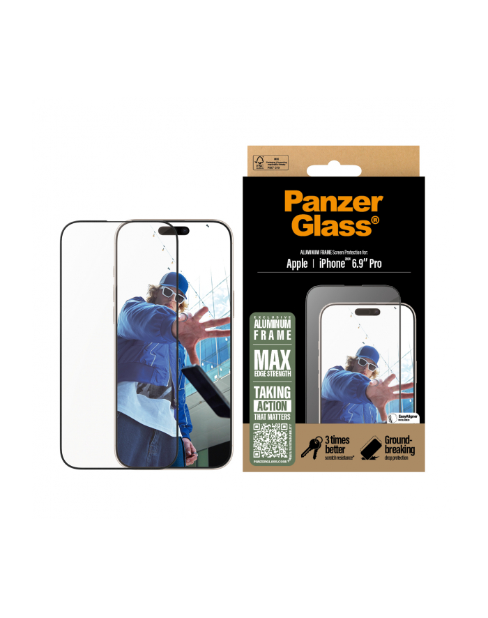 PANZERGLASS Screen Pczerwonyector Aluminum Frame iPhone 16 Pro Max| Ultra-Wide Fit główny