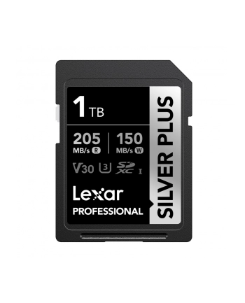 Lexar Professional SILVER PLUS SDXC UHS-I cards, 1TB, up to 205MB/s read 150MB/s write C10 V30 U3
