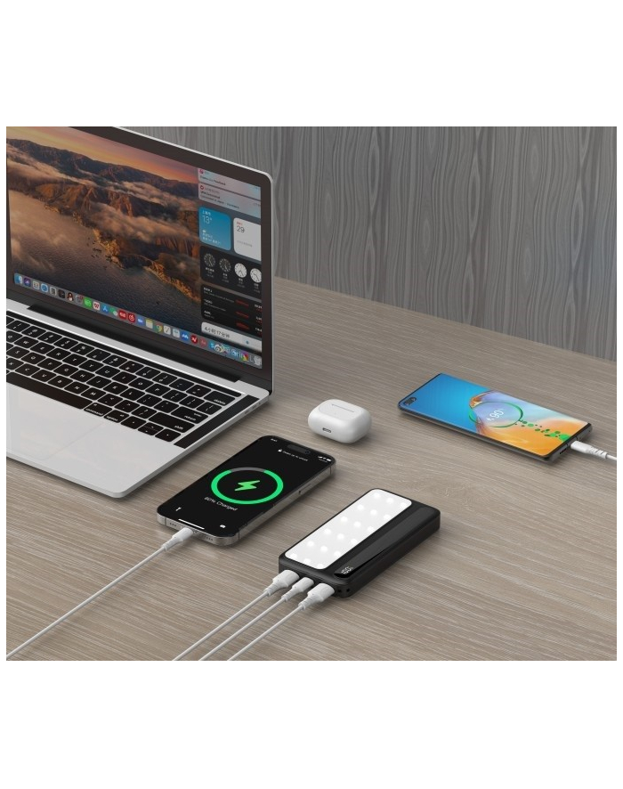 rebeltec Powerbank P10 LCDPD 10 000mAh LAMP z funkcją mocnego źródła światła, moc wyjściowa 22,5W Port Delivery (PD20W) główny