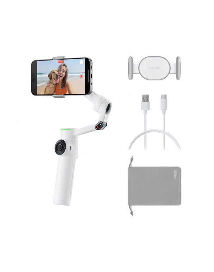 Insta360 Flow 2 PRO AI TRACKER BUNDLE BIAŁY, śledzenie z AI Trackerem stabilizator, gimbal do telefonu główny