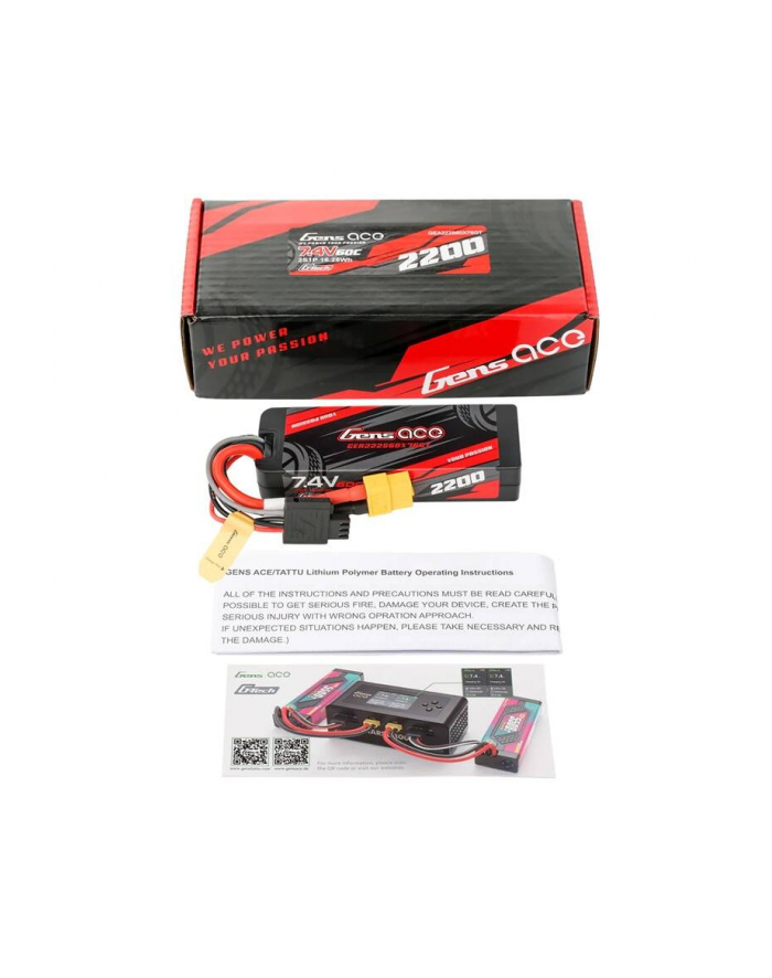 Gensace Gens Ace Bateria Akumulator LiPo LiPoly 2200mAh 7.4V 2S1P 60C Hardcase XT60 główny