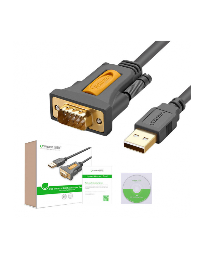 UGREEN KABEL USB  KABEL SZEREGOWY UGREEN USB NA RS232 SZEREGOWY USB DB9 Z CHIPSETEM PL2303 (2M)  (20222) główny