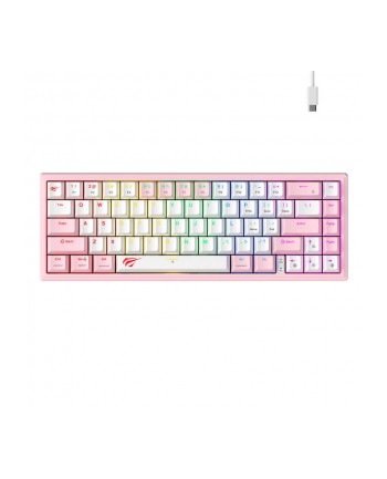 Klawiatura Havit KB874L Różowo-Biała (KB874LPINK)