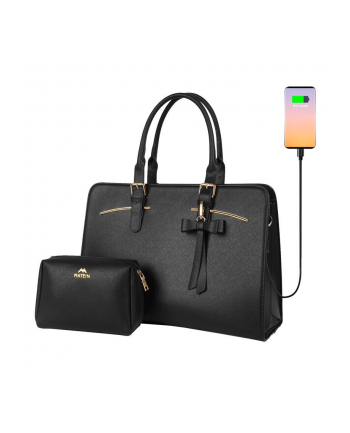 Damska Torba Torebka Klasyczna Na Laptopa Z Kosmetyczką 15.6'' Matein Z Usb
