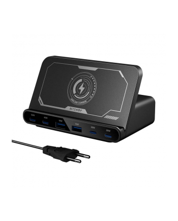 Blitzwolf Ładowarka sieciowa BW-S27 160W 2xUSB-A 4xUSB-C 15W bezprzewodowa czarna
