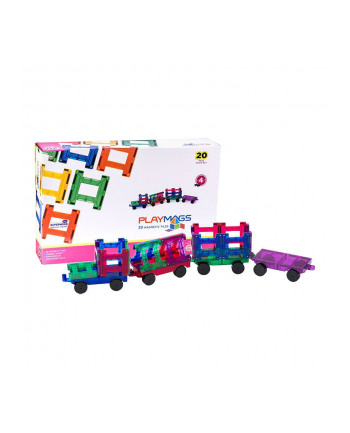 Playmags Klocki Magnetyczne 3D Pociąg 155 Zestaw 20El.