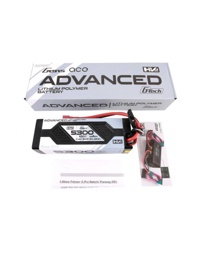 Gens Ace Akumulator Advanced G-Tech 5300mAh 11.4V 3S1P 100C HV car Lipo Hardcase z konektorem Deans Plug główny