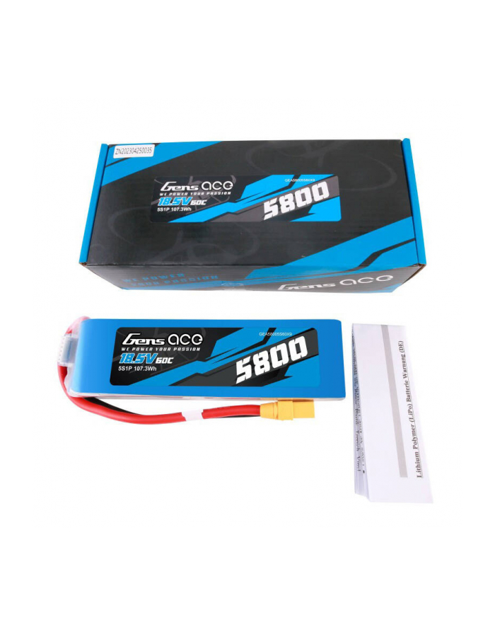 Gensace Akumulator Gens ace 5800mAh 60C 18.5V 5S1P Lipo z konektorem XT90 plug główny