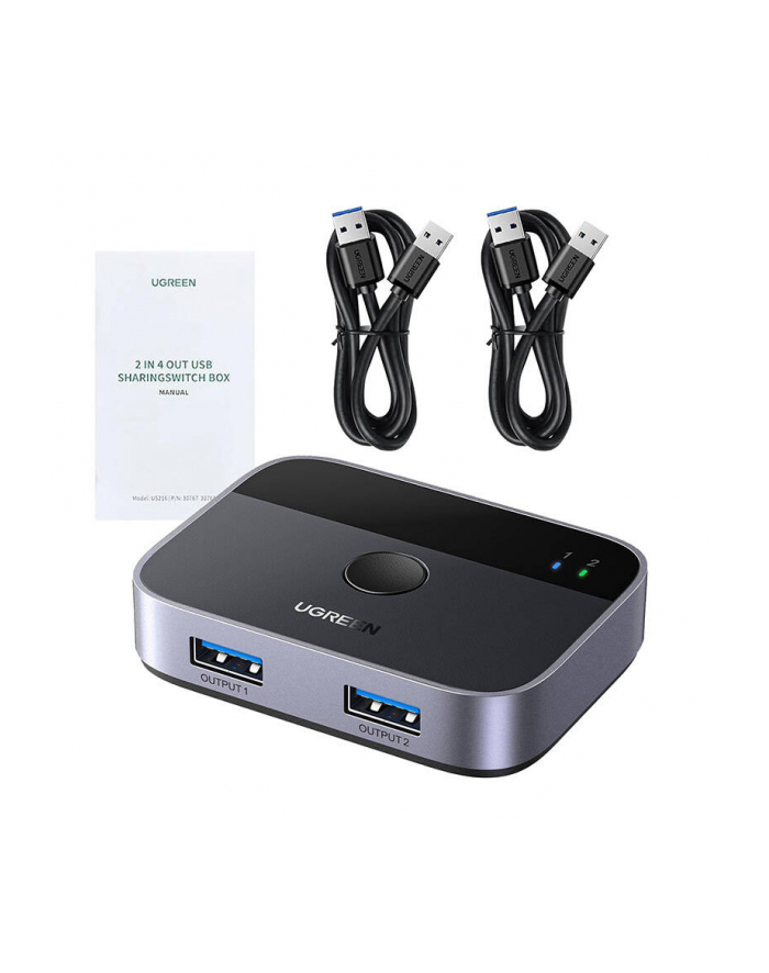 Przełącznik / Switch USB 3.0 (2x2) Ugreen CM757, 5 Gbps + 2x kabel USB 1.5m główny