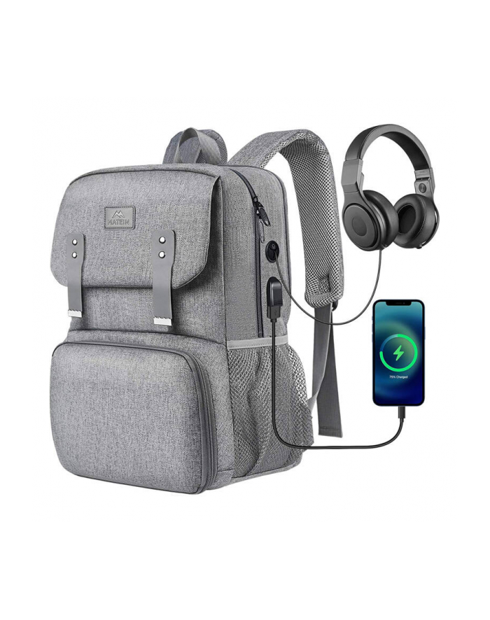 Matein Laptop Backpack / Lunch Bag 15.6'' USB Szary (1161) główny