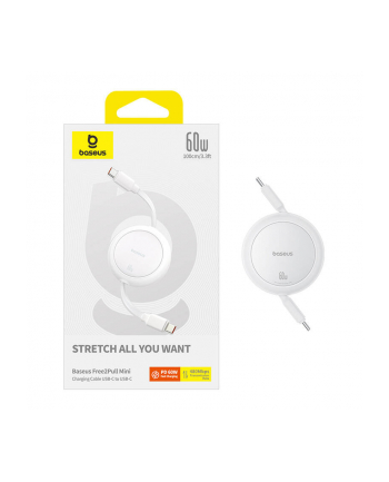 Baseus Kabel USB Free2Pull Mini USB-C do USB-C, 60W, 1, (biały)