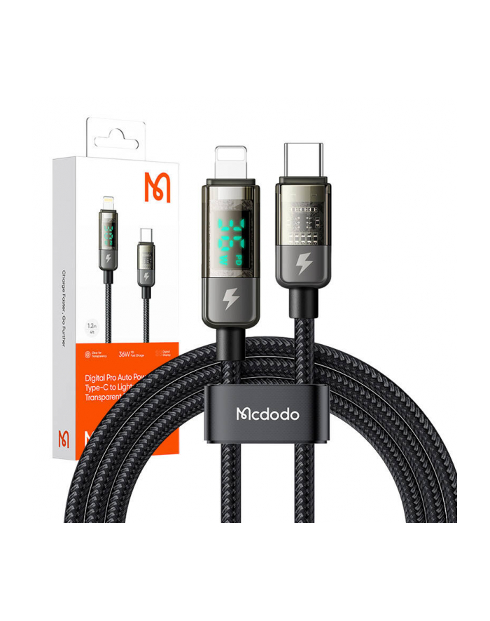 Mcdodo Kabel Usb-C Do Lightning Ca-3600, Auto Power Off, 36W, 1.2M (Czarny) ]] główny