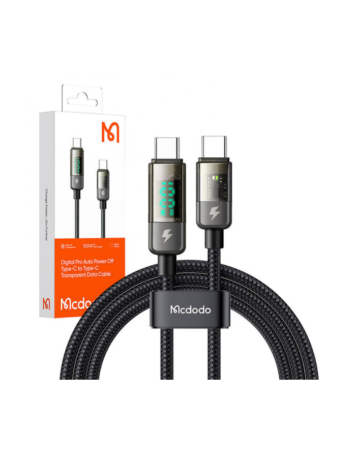 Mcdodo Kabel Usb-C Do Ca-3611, Auto Power Off, Pd 100W, 1.8M (Czarny) ]] główny