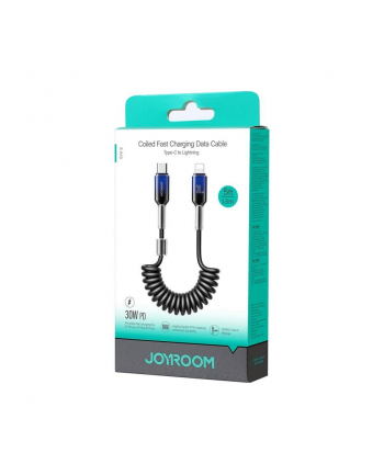 Joyroom Kabel Spiralny S A43 Crystal Clear Series 30W Usb C Lightning 1 5M Czarny