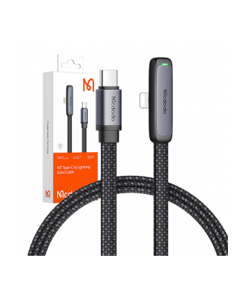 Mcdodo Kabel Kątowy Usb C Lightning Płaski 36W Do Iphone 12 13 14 Czarny 1M