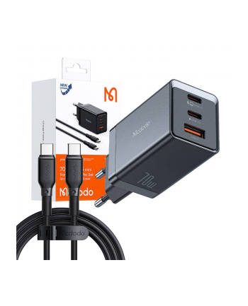 Mcdodo Sieciowa Gan Ch 1543 2X Usb C 1X 67W Kabel Do 2M Czarna