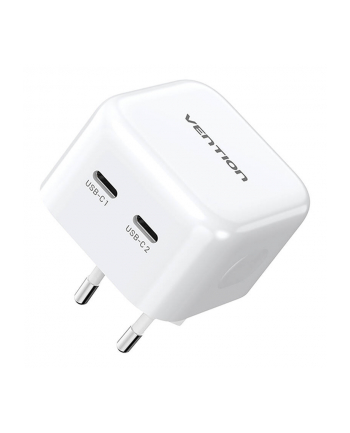 Vention Kompaktowa Ładowarka Sieciowa 2xUSB-C Kostka GaN Zasilacz Qc Pd 35W