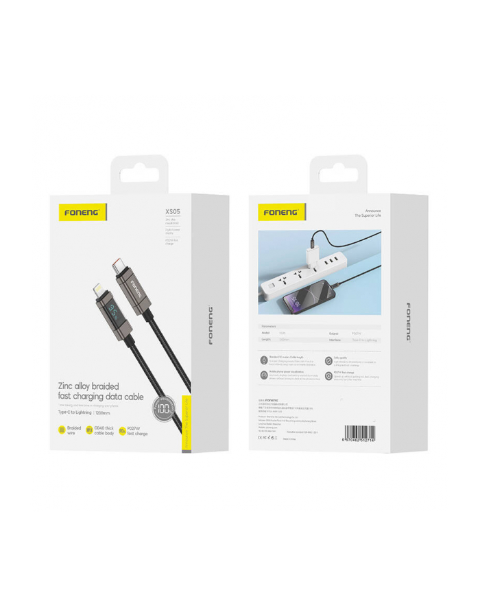 Foneng Kabel Usb-C Do Lightning Xs05 Pd27W, 1,2M Czarny (70097) główny