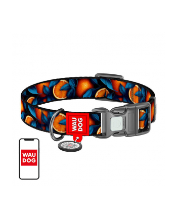 Waudog Obroża Dla Psa Nylonowa Rysunek Pomarańcze Rozmiar Xl 37 58cm 25mm