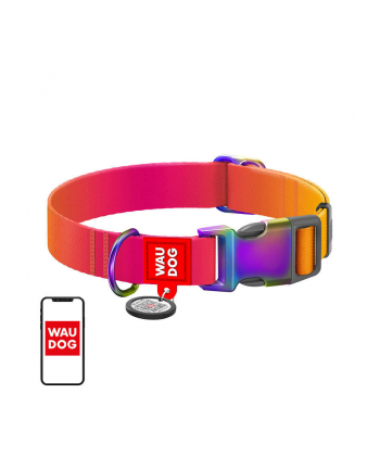 Waudog Jaskrawa Obroża Dla Psa Gradientowa Z Paszportem Qr Pomarańczowa Rozmiar Xl 46504