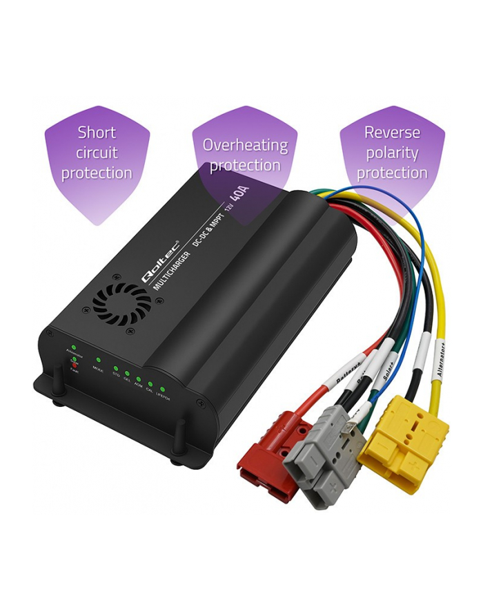 qoltec Automatyczna Ładowarka DC-DC 12V z regulatorem MPPT | 40A |      LiFePO4 AGM GEL STD główny