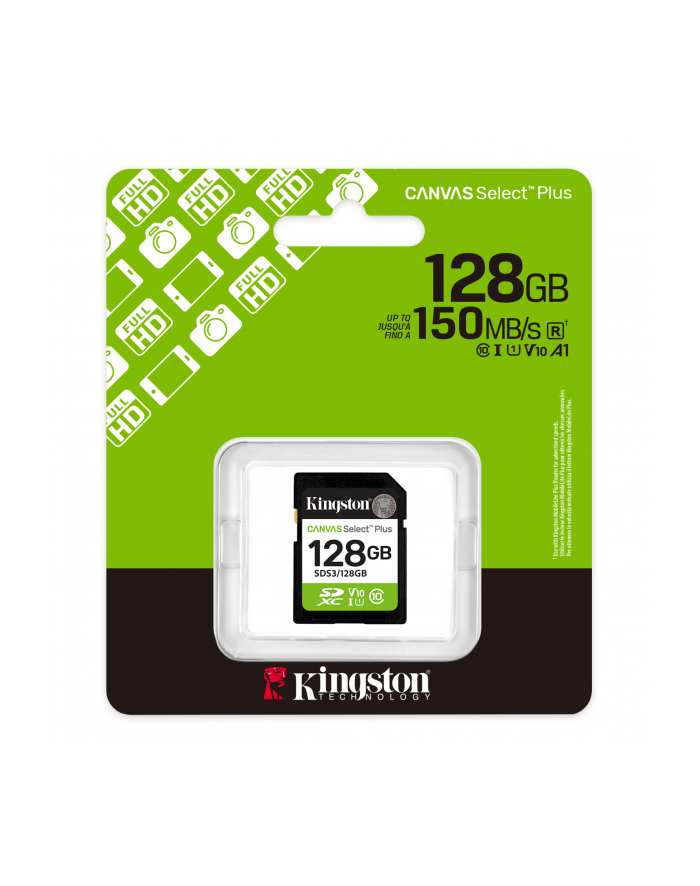 kingston Karta pamięci SD 128GB Canvas Select Plus Gen3 150MB/s główny