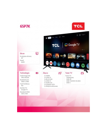 tcl Telewizor LED 65 '' 65P7K nr 1